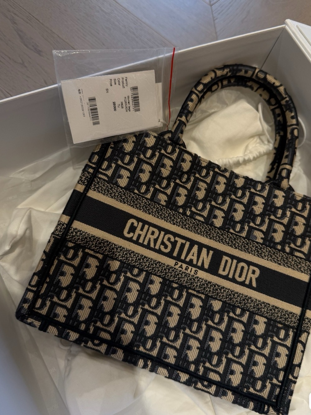Christian Dior Book Tote in Navy and Beige